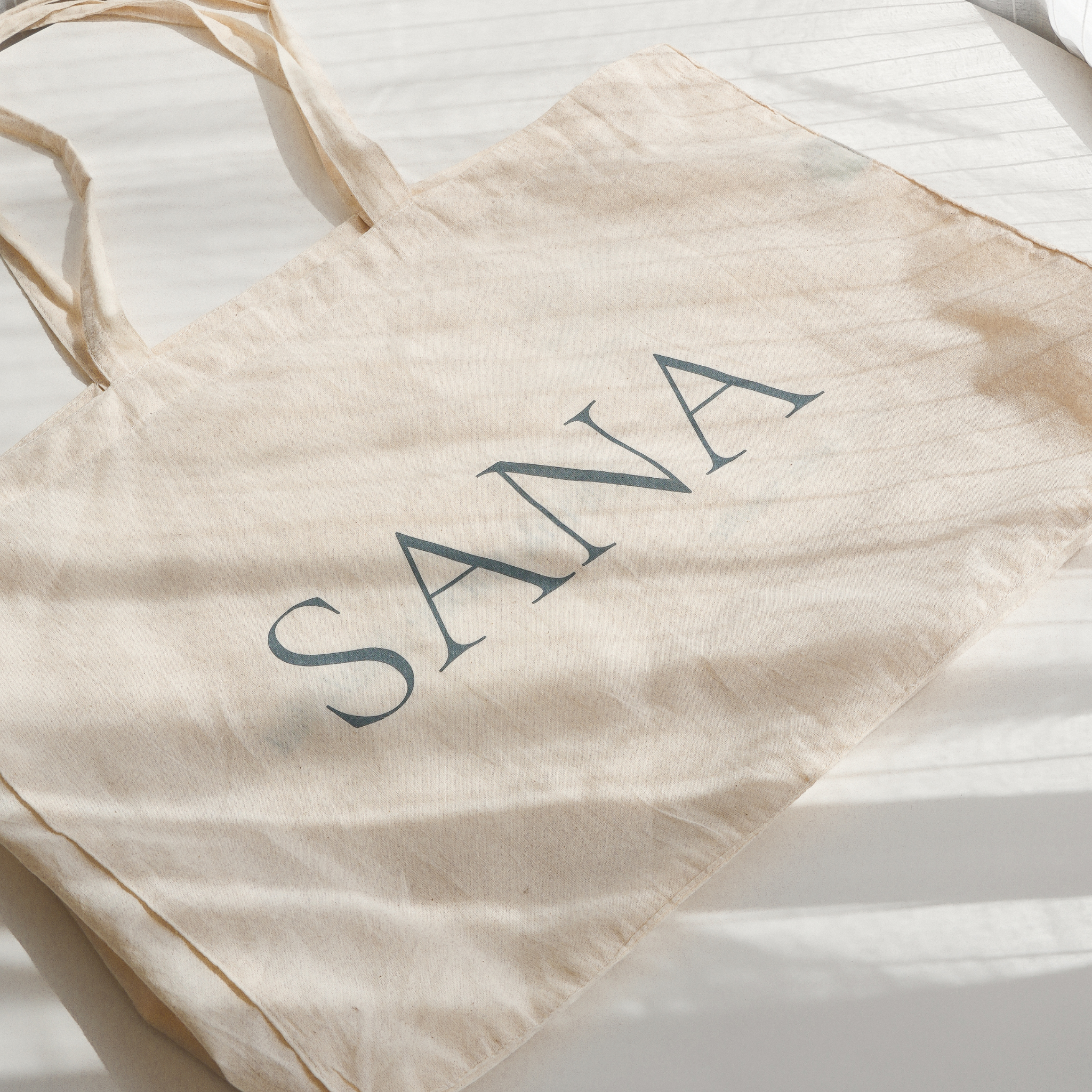 SANA "Drink More Matcha" Large Tote Shopper in Cream