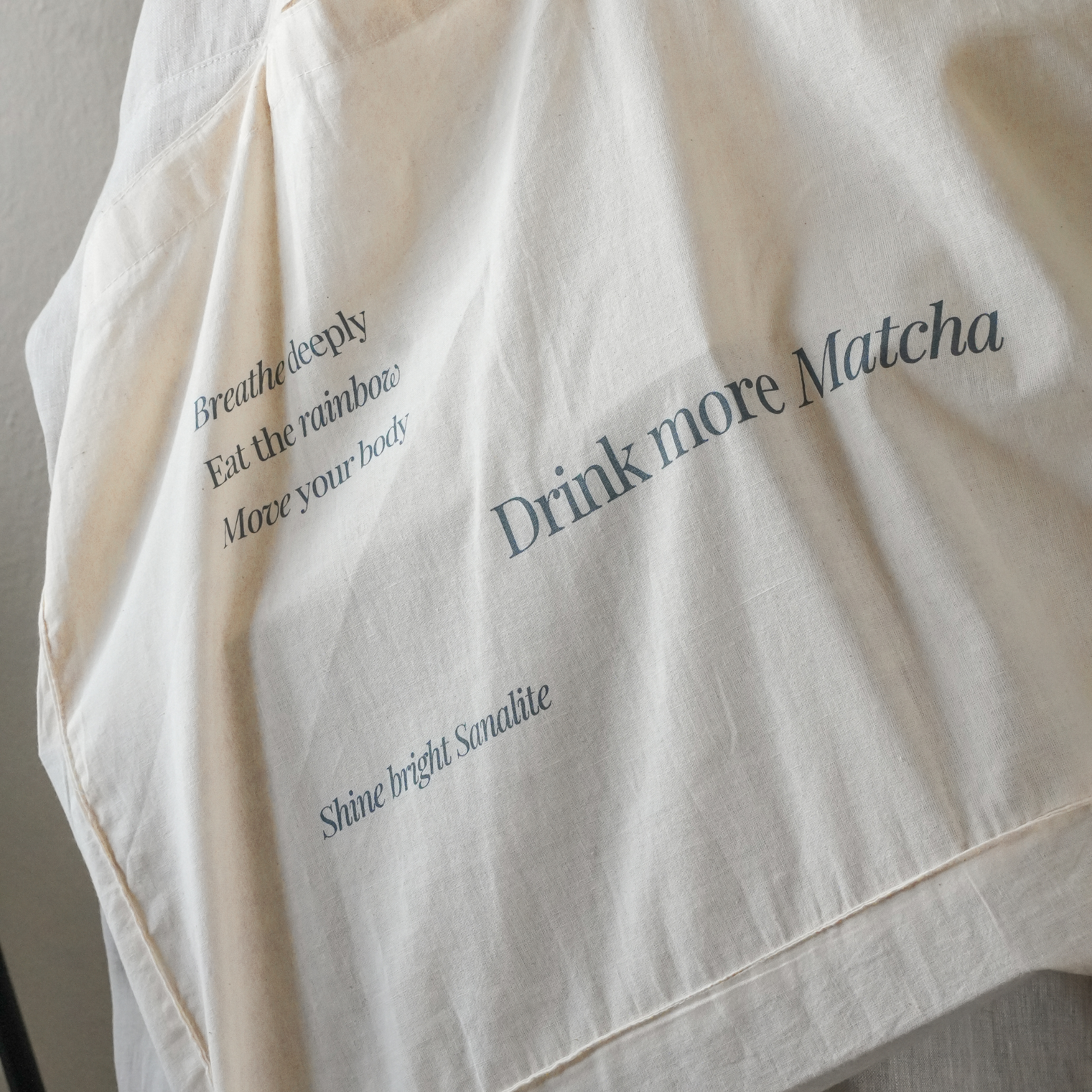 SANA "Drink More Matcha" Large Tote Shopper in Cream