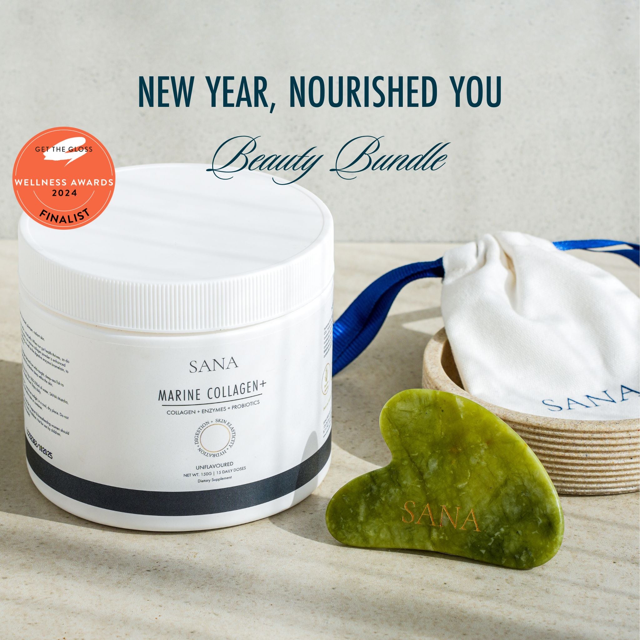 New Year Beauty Bundle - Marine Collagen & Jade Gua Sha